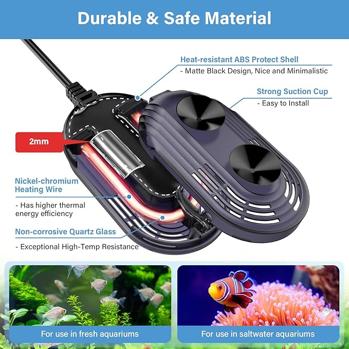 hygger Small Aquarium Heater, 150W Submersible Betta Fish Tank Heater with Adjustable Temperature External Controller, Turtle Heater with LED Display for up to 25 Gallon Tanks