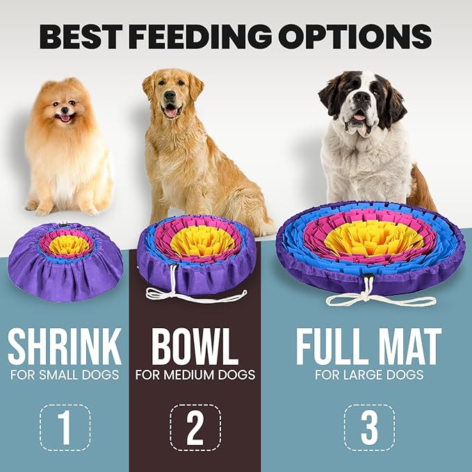 PET ARENA Snuffle Mat for Dogs - Adjustable Interactive Puzzle Toy for Large & Small Breed Slow Feeder for Mental Stimulation & Stress Relief Encourages Natural Foraging Ideal for Indoor & Outdoor Use