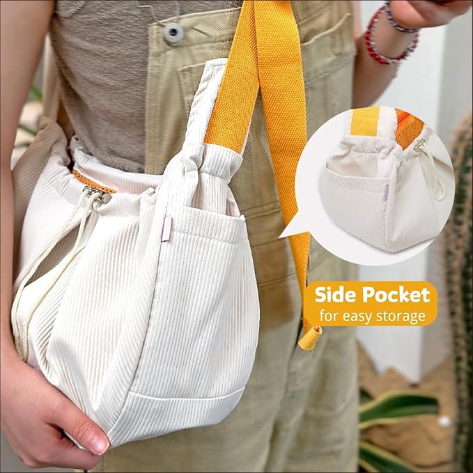 Ferret Sling Carrier - Pet Carrying Bag with Adjustable Strap Hands Free Shoulder Bag Crossbody Travel Slings Soft Small Animal Bonding Pouch Front Backpack for Ferret Rabbit Puppy Kitten (Beige)