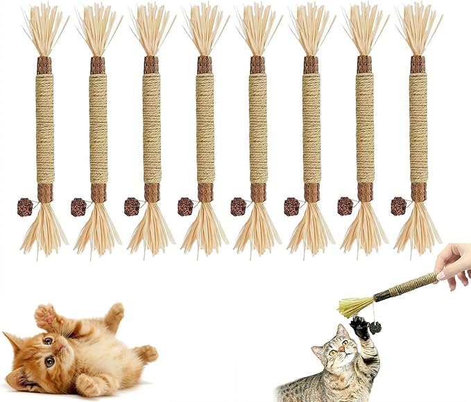 8Pcs Silvervine Sticks for Cats,Cat Chew Stick Toys,Natural Silvervine Sticks Interactive Toy for Cat Teeth Cleaning and Dental Care