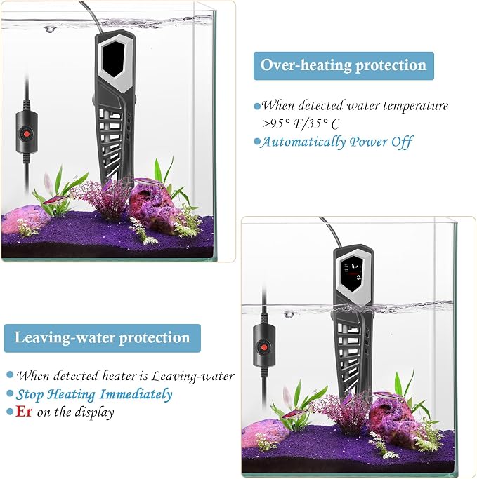HITOP 800W Titanium Aquarium Heater: Digital Fish Tank Heater with External Controller, Submersible Aquarium Heater with Over-Temperature Protection for Saltwater and Freshwater 100-250Gallon