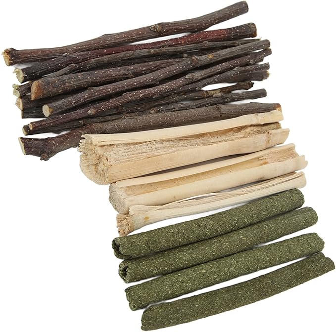 Natural Organic Apples Sticks, Hamster Chew Stick Hams Rabbit Bunny Gerbil Guinea Pig Squirrel Chinchilla Small Animal Chew Sticks (Apple Branch Grass Stick Sweet Bamboo Mix 200g)