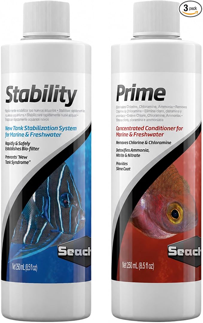 PRlME 250ml, STABlLlTY 250ml for Fresh and Marine Aquariums Including Microfiber Cleaning Cloth(STABlLlTY Fish Tank Stabilizer, PRlME Water Conditioner)