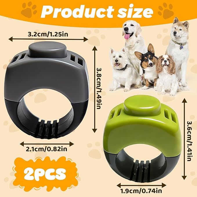 The Set of Easy Clicking Finger Ring Clicker Dog Trainer for Dogs Cats Horses traing Allowing Effective Versatile Training (2pcs Grey+Green)