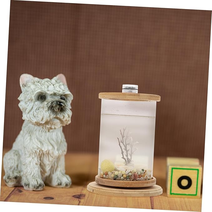 Garneck 1 Set Rotating Fish Bowl Unique Desktop Aquarium Tank with Phyllostachys Pubescens Frame for Home and Office Decor for Gardens and Craft Displays