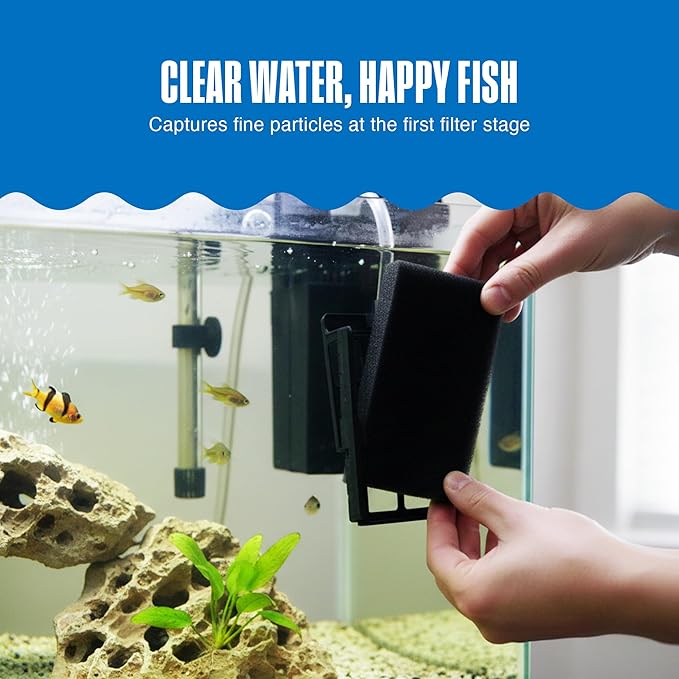 Penn-Plax Cascade 300 Power Filter Replacement Bio Sponge, 2 Pack -Durable Aquarium Filter Media Compatible with Cascade Power Filters -Improves Water Flow & Filtration Efficiency -Black, 7 x 1 x 5 In