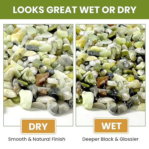 3/8 Inch Polished Decorative Pebbles, River Rocks for Indoor Plants, Succulents, Planters, Vases, Fish Tank, Aquarium Gravel & Landscaping, Jade Green, 6L