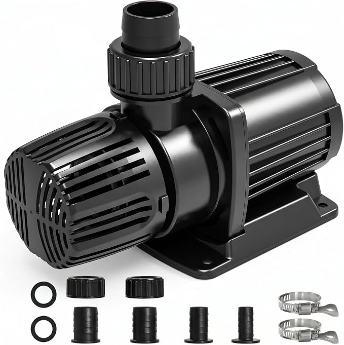 1587 GPH Submersible Water Pump, 55W Pond Pump, Ultra-Quiet Fountain Pump | 16.5FT. Lift Height for Koi Pond Pool, Waterfall, Fish Tank, Hydroponic, Ultra Quiet, Barrier Bag & 16.5FT Power Cord