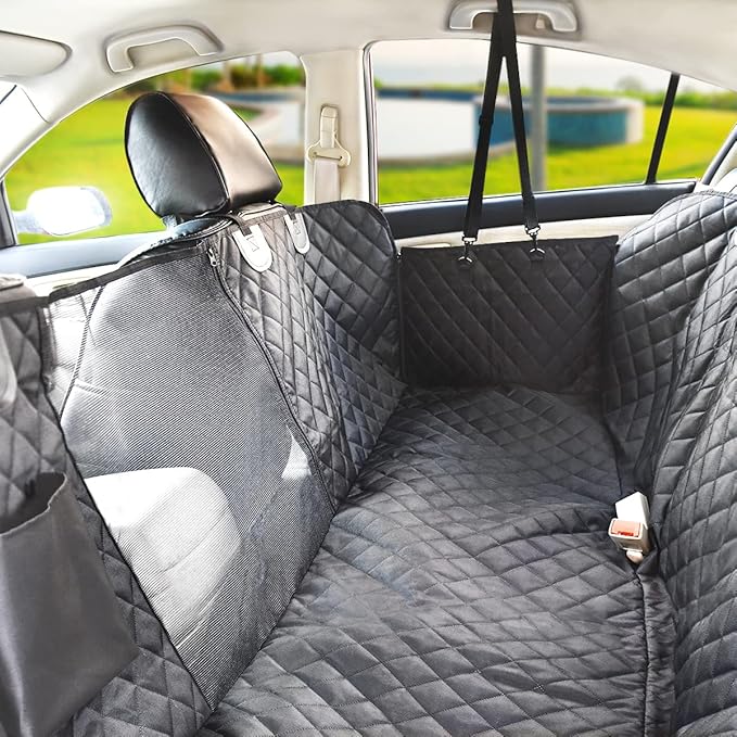 Vailge Dog Car Seat Cover for Back Seat, 100% Waterproof Back Seat Pet Cover for Dogs with Mesh Window, Scratch Prevent Antinslip Dog Hammock for Car