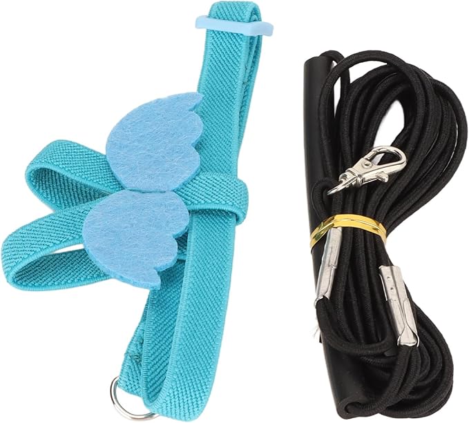 Parrot Bird Harness Leash, Adjustable Parrot Nylon Anti Bite Flying Training Rope, Easy to Wear Outdoor Flying Kit, Flight Suit with Leash for Parakeets Cockatiels Conures Budgies(L Blue)