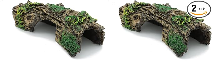 JIH Aquarium Decorations Resin Hollow Tree Trunk Ornament, Bettas House Cave Wood House Decor for Fish Tank (HS-SP207) (Pack of 2)
