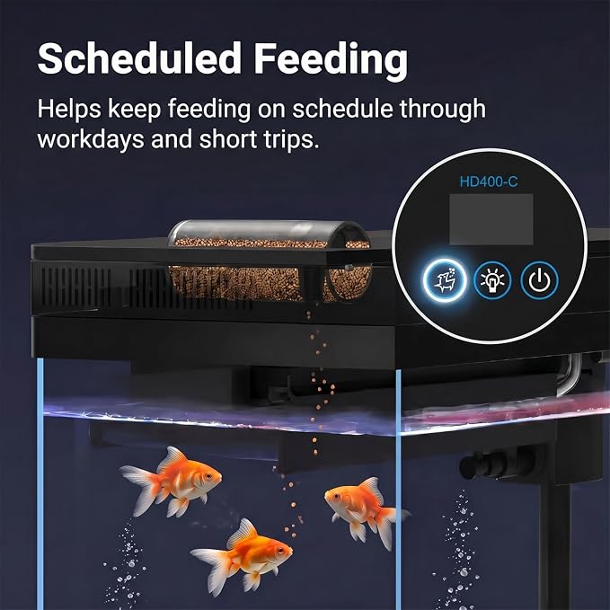 5 Gallon Fish Tank with Auto Feeder, Aquarium Starter Kit with Self Cleaning Filter, Crystal-Clear Glass, 8-Color LED Light, 5-Minute Setup, Vacation-Ready Betta & Goldfish Tank for Desk & Office