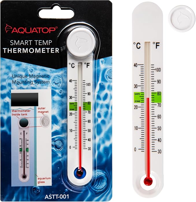 Aquatop Smart-Temp Aquarium Thermometer with Magnet Mount - Easy-to-Read Thermostat for Freshwater and Saltwater Tanks and Water Habitats, ASTT-001