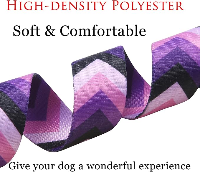 Mihqy Dog Collar Set with Bohemia Floral Tribal Geometric Patterns - Soft Ethnic Style Collar Adjustable for Small Medium Large Dogs(Purple Arrow,XS)