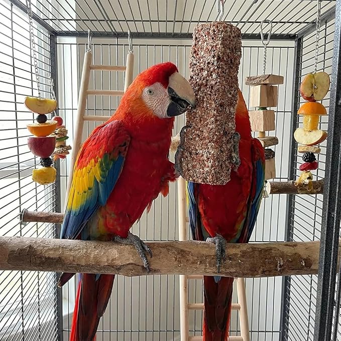 3 Pack Bird Perch Treats Calcium Mineral Chewing Toy Beak Grinding Stone Stick for Bird Parrot Budgie Cockatiel Conure Lovebird Parakeet