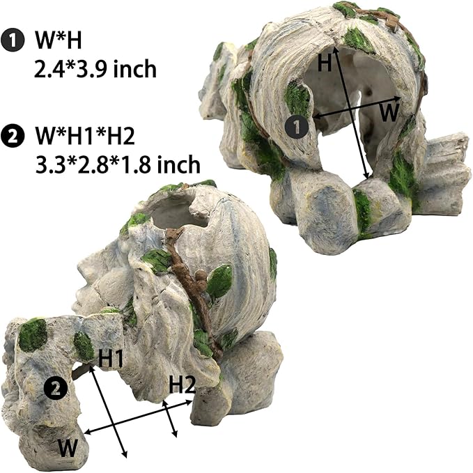 relaqcc Reptile Cave Hideout Tank Accessories Decorations, Aquarium Hideaway Cave Fish Tank Decorations for Amphibians, Betta Fish, Shrimp, Lizards, Leopard Gecko