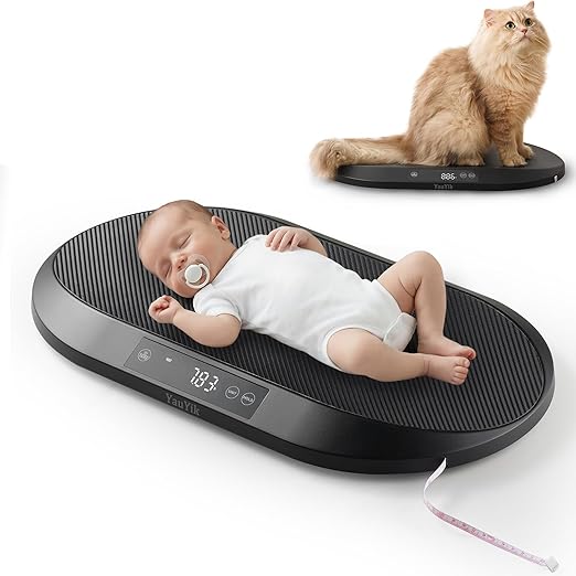 YauYik Baby Scale, Pet Scale for Weighing, 0.1Pecision Accurate Digital Scale for Baby, Cat, Puppy and Small Animals, 59-inch Height Measurement, LED Display, with Hold Function, Up to 88lbs