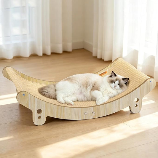 Sisal Cat Scratcher Bed - 27.6 inch Cat Scratchers for Indoor Cats Hammock for Scratching Pad Natural Sisal Cat Scratch Post Durable for Large Cats Scratcher Lounge, Wooden Cat Furniture(Large)