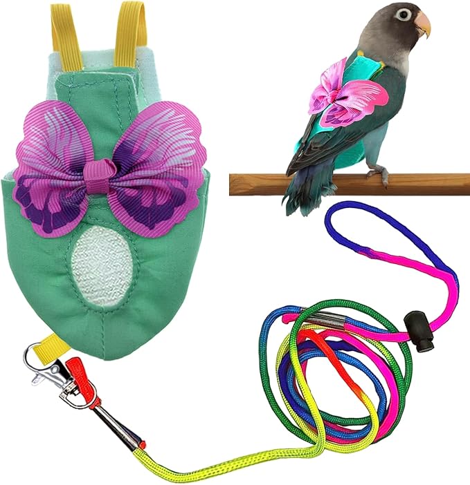 Bird Diapers Harness and Leash Parrot Diapers Parrot Flight Clothes Suit Bird Clothes Washable Bird Nappy Recovery Diapers for Small Medium Birds Parakeets Parrot Cockatoos Cockatiel Macaws-Small