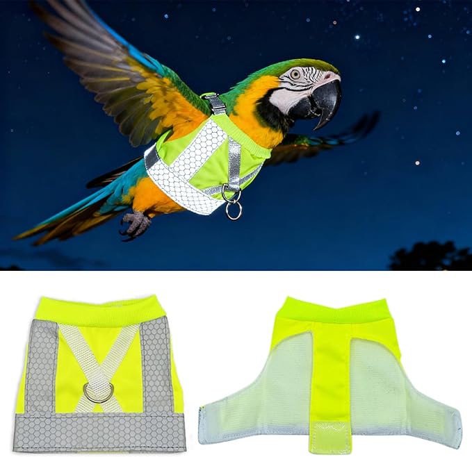 Bird Harness and Leash,3-Size Anti-Bite Flight Vest with Reflective Nylon Rope,Adjustable Training Design Anti-Bite, Bird Nylon Rope for Parrots for Macaw, Cockatoo, Cockatiel, Conure