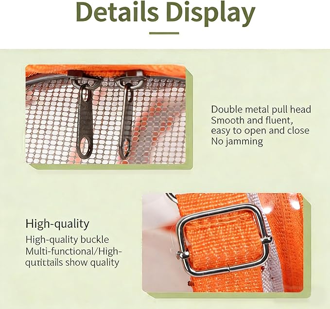 Portable Bird Travel Carrier Breathable Mesh Backpack with Perch Tray Clear View Lightweight Foldable Carrier for Small Parrots Parakeets Lovebirds (Grey)