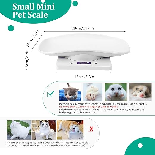 Reptiles Weight Scale,Small Animal Scale with Precision Grams,Multi-Function LED Display Pet Weight Scale(Max. 33 lbs),for Weighing Puppy/Kitten/Ferret/Guinea Pig/Tortoises/Food