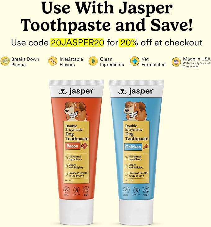 Jasper Dog Toothbrush, 360 Degree Pet Tooth Brushing Kit, Cat Toothbrush, Canine Dental Care & Teeth Cleaning Kit, Pet Finger Tooth Brush, Use with Dog Toothpaste, 16-Pack Blue