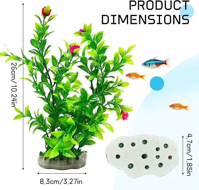 2Pcs Silk Aquarium Plants,10.3 Inch Artificial Silk Plants Decorations for Fish Tank,Suitable for Small to Medium-Sized Aquariums, Goldfish, Betta Fish and Freshwater Fish