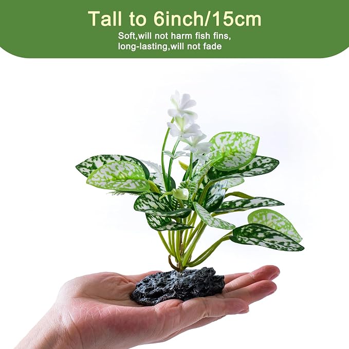 2 Pcs Fish Tank Decorations Plants, Artificial Plant Aquarium Accessories Decor, Goldfish Tank Decor Plastic Realistic Plants