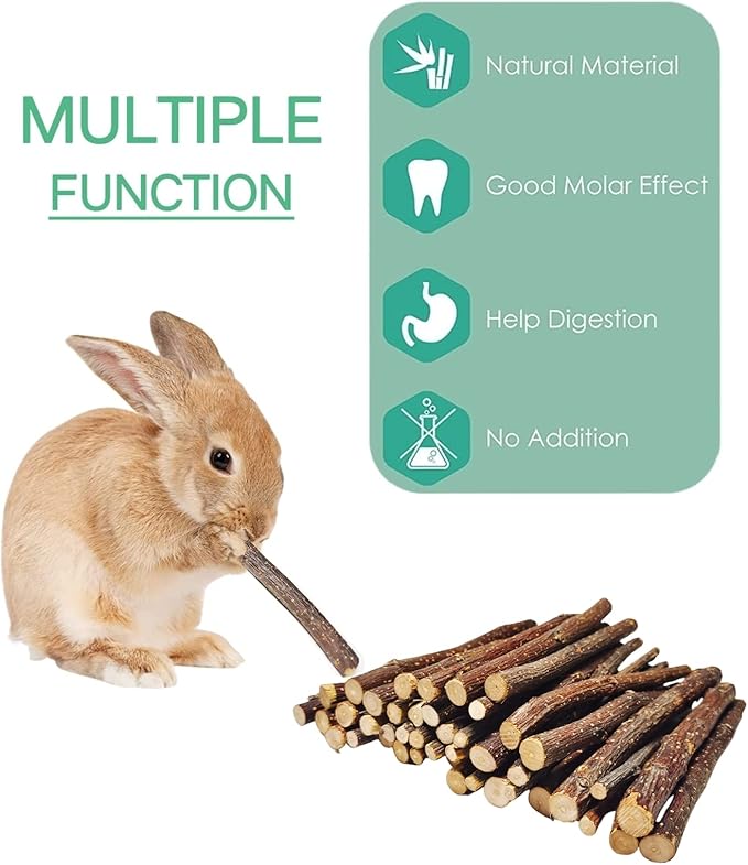 200g Apple Chew Sticks for Bunny Chinchillas,Small Animals Wood Chew Sticks,Wood Chew Toys for Rabbits Guinea Pig Hamster Gerbil Bunny
