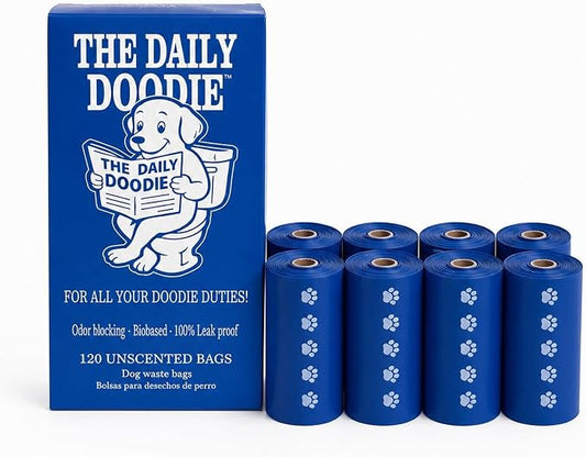 Premium Dog Poop Bags, Home Compostable — TÜV Austria OK Compost HOME Certified, 25 Micron Extra Thick & Leak-Proof, 120 Unscented Bags (8 Rolls), Large 9x13 Inch
