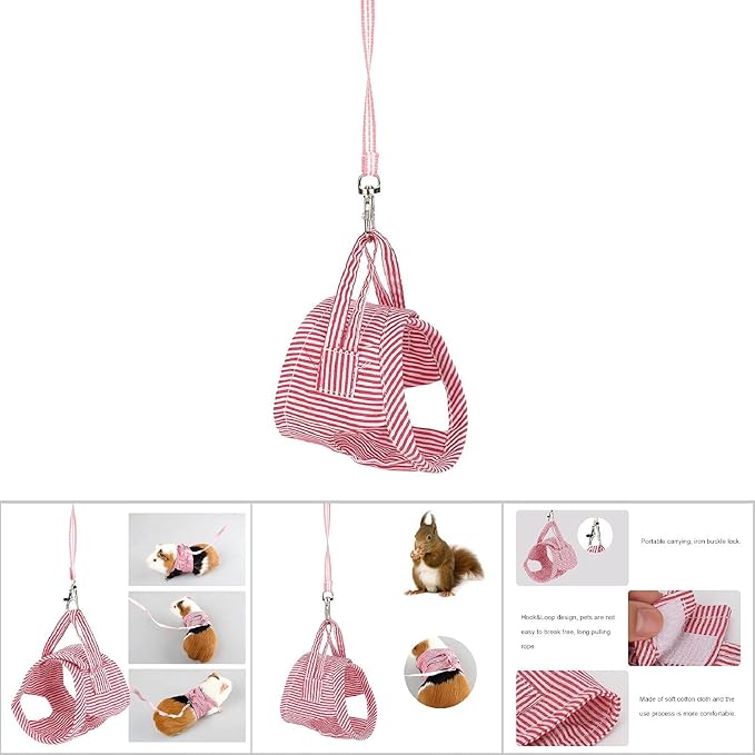 Squirrel Vest Harness, Soft Cotton Clothes for Guinea Pig and Small Pets, Adjustable Outdoor Vest and Leash Set for Small Animal Walking (L)