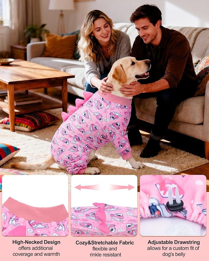 CuteBone Dinosaur Costume Dog Pajamas, Stretchy Spandex Crystal Velvet Sleepwear Coat for Small Dogs, Soft & Warm Pet Outfit Clothes for Cold Weather, Cozy Pullover Design COSP09-3XL