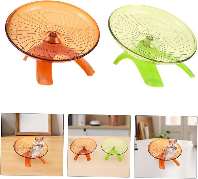 BESPORTBLE 2pcs Hamster Flying Saucer Wheel Silent Exercise Spinner for Gerbils Hedgehogs and Small Pets Easy to Clean Activity for Active Play