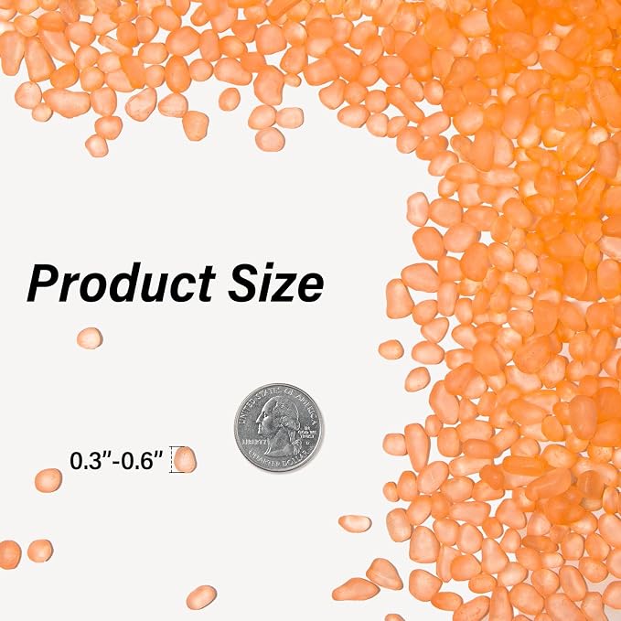 QEQEKAKA Sea Glass Stones for Crafts 1LB Orange Pebbles Gemstones Bulk | Small Glass Stones for Beaching Wedding DIY Decor Aquarium Turtle Tank Vase Filler (405g/14.28oz)