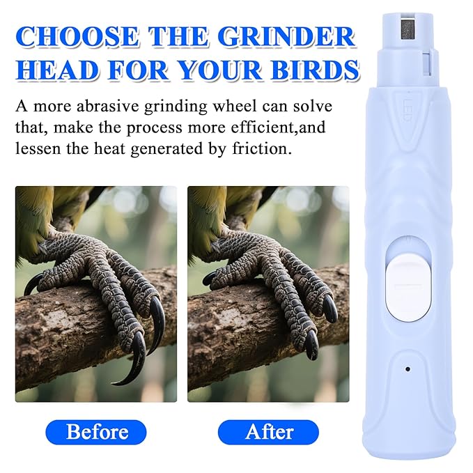 Bird Nail Grinder,Automated Bird Beak Grinder,3-in-1 Nail Care Kit with Nail Clippers and Nail File for Parrots, Budgies, Parakeets, Finches and Lovebirds, Hamsters, Rabbits