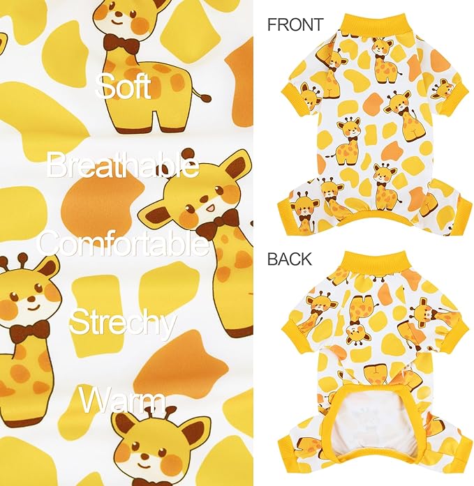 XPUDAC 4 Pieces Dog Pajamas for Small Dogs Boy Girl Soft Stretchy Pjs Onesies Puppy Clothes for Dog Cat Pet Outfits, XX-Large