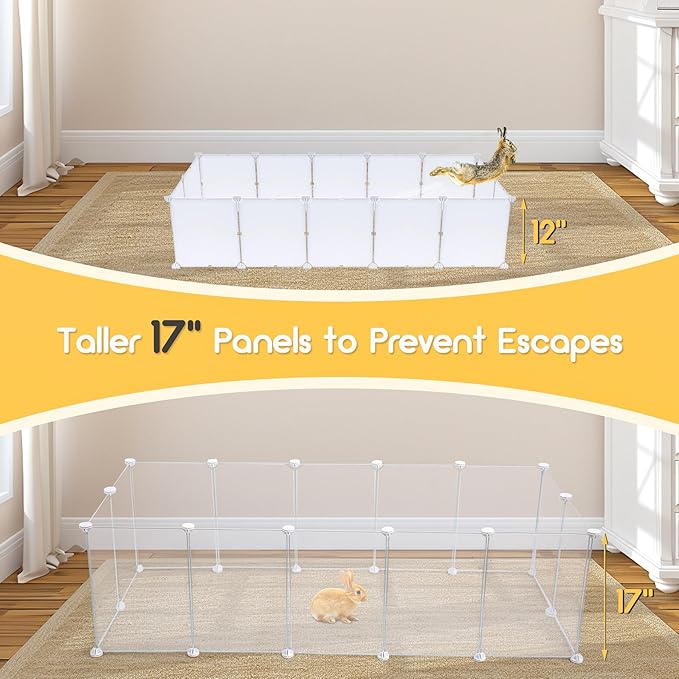 Indoor Puppy Playpen | Durable, Waterproof Pet Play Pen for Kittens, Rabbits, Guinea Pigs - DIY Easy Assembly, Safe & Secure, 17 X 12 Inch, 28 Panels