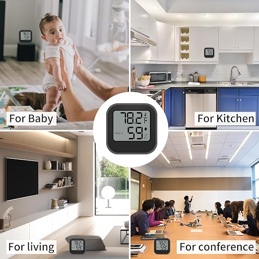 Digital Hygrometer Thermometer for Room Temperature and Humidity Measurement Indoor Thermometer with LCD Temperature Sensor Suitable for Bedrooms, Nurseries, Offices, Greenhouses, and Cellars