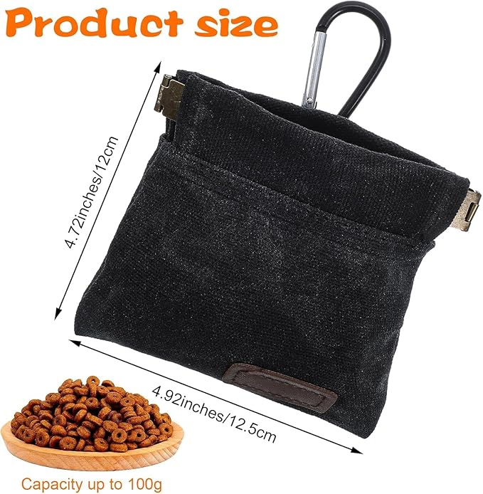 Puppy Training Treat Pouch Dog Treat Pouch Treat Pouches for Pet Training Black Pocket Sized Pet Training Pouch Portable Puppy Dog Training Treat Bag Self Closing Pet Feed Reward (Black)
