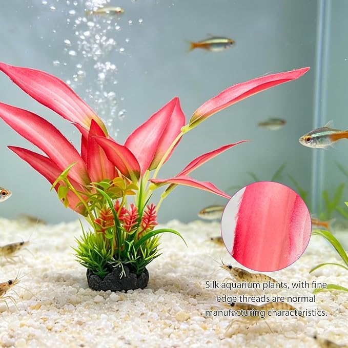 Silk Aquarium Plants 2 Pcs 8 Inches | Soft silk plants, safe for delicate fish, durable, resist fading.