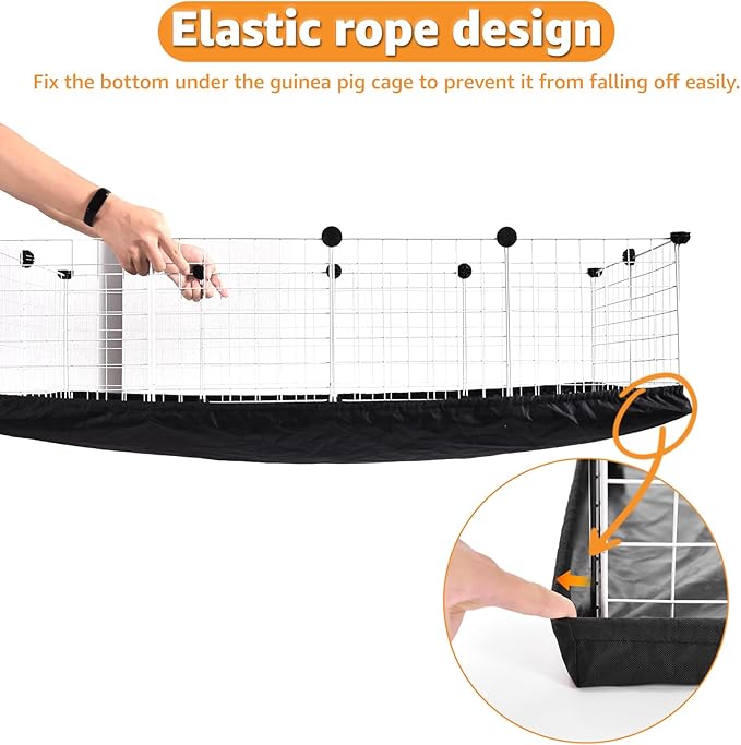 PJYuCien Guinea Pig Cage Liner, Washable Waterproof Base, C&C Cage Bottom Pad, Elastic Cord, Reusable Pad for Rabbits Chinchillas Hedgehogs Ferrets Small Animals, 24"x48"(Not Include Cage)