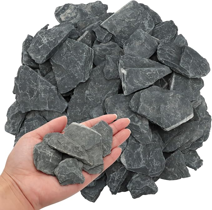VOKOY 2.5lb Natural Slate Stone, Aquarium Rocks Decoration Aquascaping Stone Landscaping Model for Fish Tank Decor Terrariums Paludariums Reptile Enclosures Gardens, 1-2 inches