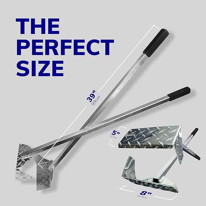 ActiveDogs Pooper Scooper for Large Dogs – Heavy-Duty Dog Pooper Scooper for Yard – Flat-Style Welded Aluminum Dog Poop Rake and Scoop with Solid Bolt System – Made in the USA