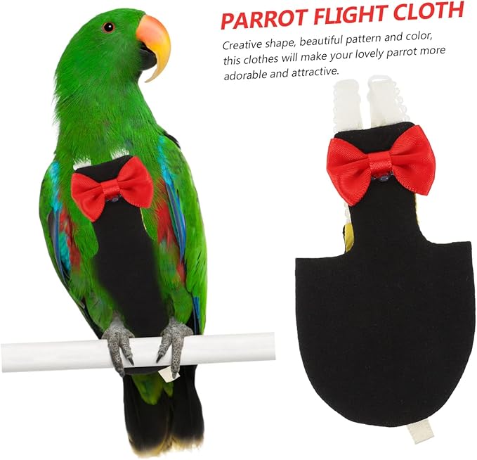Toyvian Washable Reusable Bird Diaper Parrot Flight Suit with Bow Tie Decorative Clothes for Budgie Parakeet Cockatiel Pet Birds Breathable Comfortable Nappies