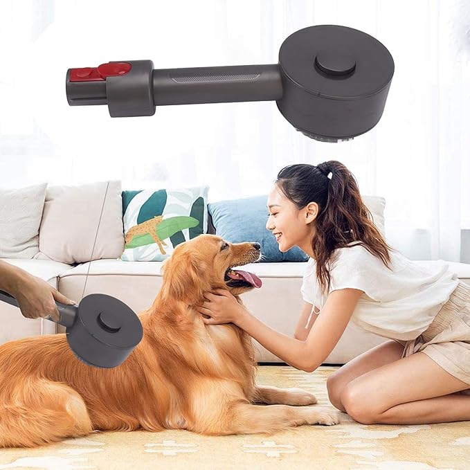 Vacuum Pet Hair Brush Attachment: Efficient Grooming and Shedding Tool for Dogs and Cats with Long Bristles to Remove Hair from Carpets, Furniture Floors
