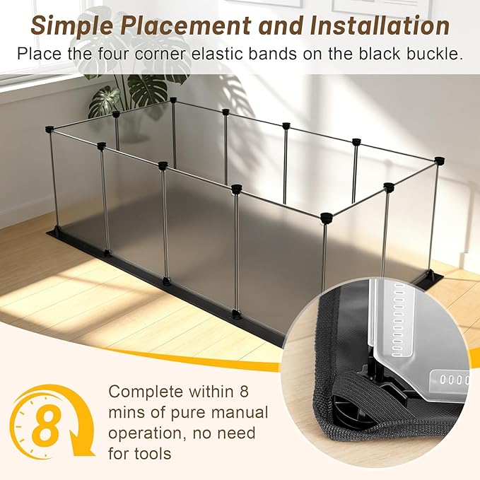 Tresbro Guinea Pig Cage with Waterproof Mat & 12 Transparent Panels, Bunny Enclosure and Indoor Guinea Pig Playpen 48''L x 24''W x 16''H, Small Animal Playpen for Hamster, Hedgehog, Kitten, Rabbit