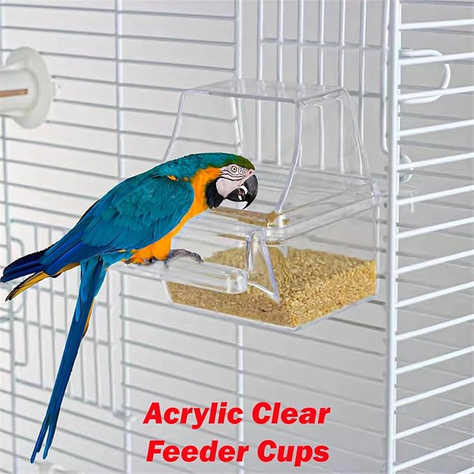 Large Open/Close Top Bird Cage Side Breeding Nest Box Doors Easy Clean Pull Out Tray Clear Feeder Cups for Canary Parakeet Cockatiel Lovebird Finches with Removable Rolling Stand