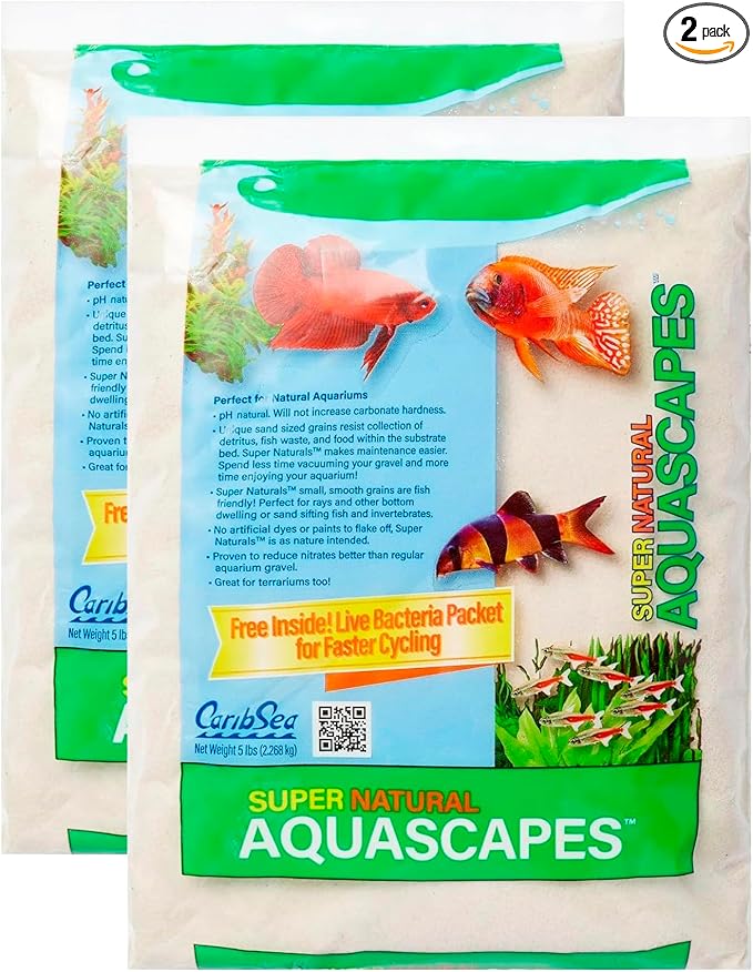 Carib Sea Super Natural Moonlight Sand for Aquarium – 5 lb Each – Ideal for Freshwater Aquaria – Perfect for Discus, Tetras, Angelfish, and More – (Pack of 2)