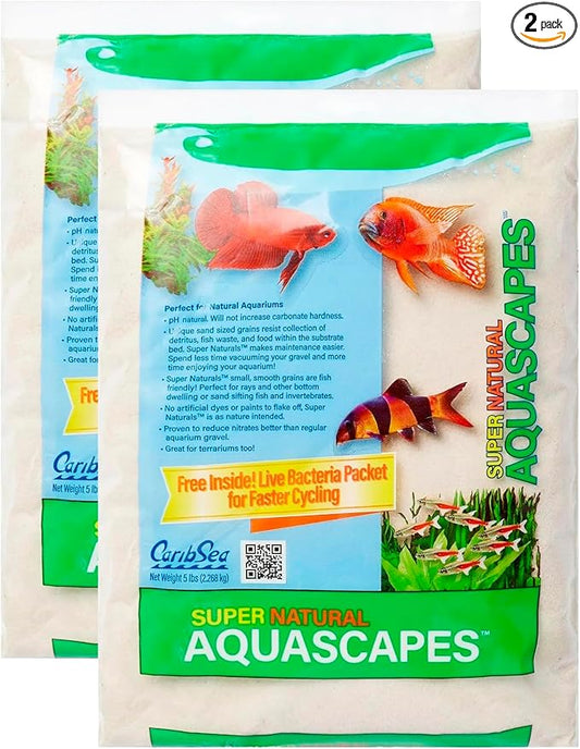 Carib Sea Super Natural Moonlight Sand for Aquarium – 5 lb Each – Ideal for Freshwater Aquaria – Perfect for Discus, Tetras, Angelfish, and More – (Pack of 2)